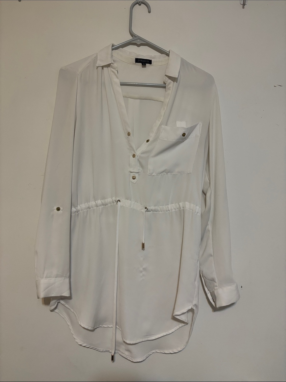 Dynamite Cream Long-Sleeve Drawstring Tunic